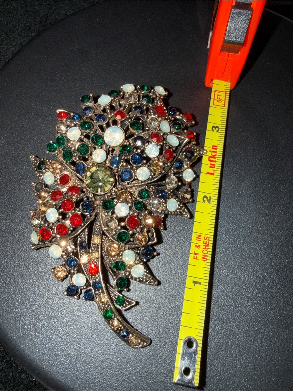 Multicolor Crystal Floral Statement Brooch - Unbranded